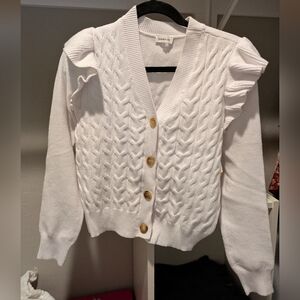White ruffle cardigan